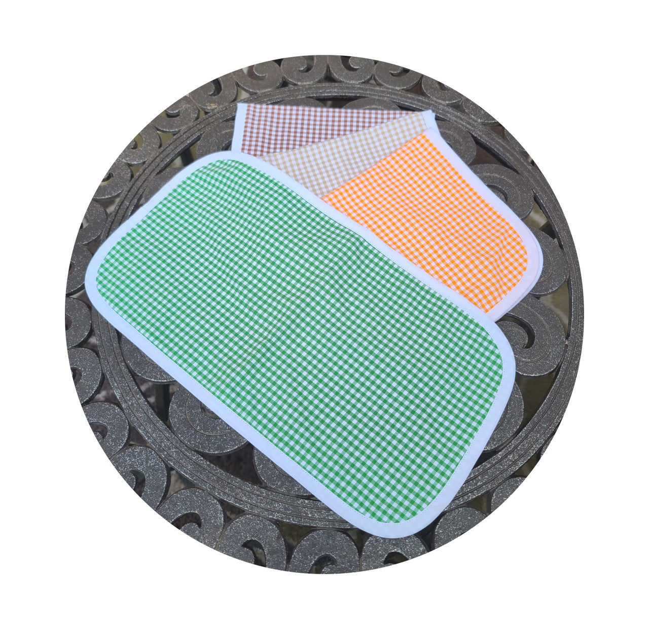 Gingham Bib and Burp Cloth Set