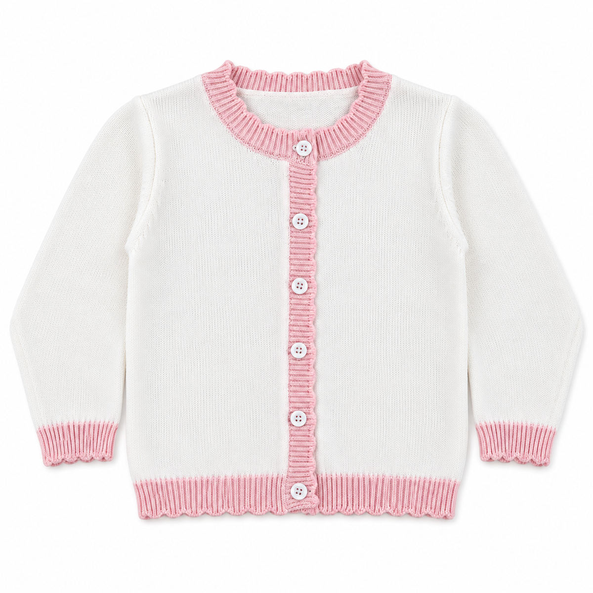 Organic Cotton Pink and Cream Cardigan