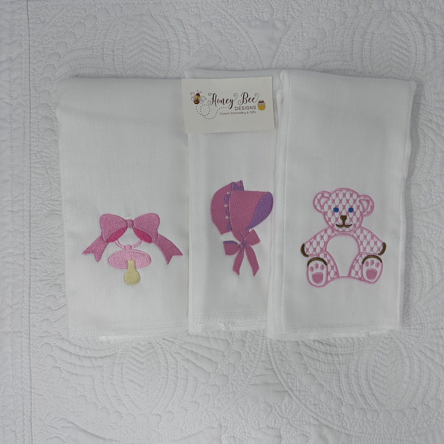 Monogrammed Burp Cloths, Set of 3