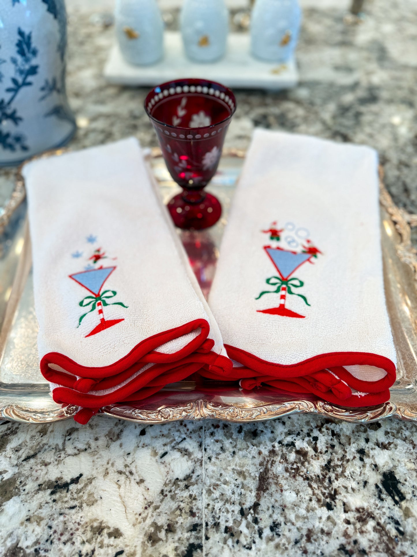 RED TRIM HAND TOWEL