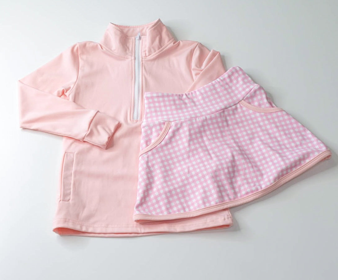 PINK GINGHAM SKORT SET