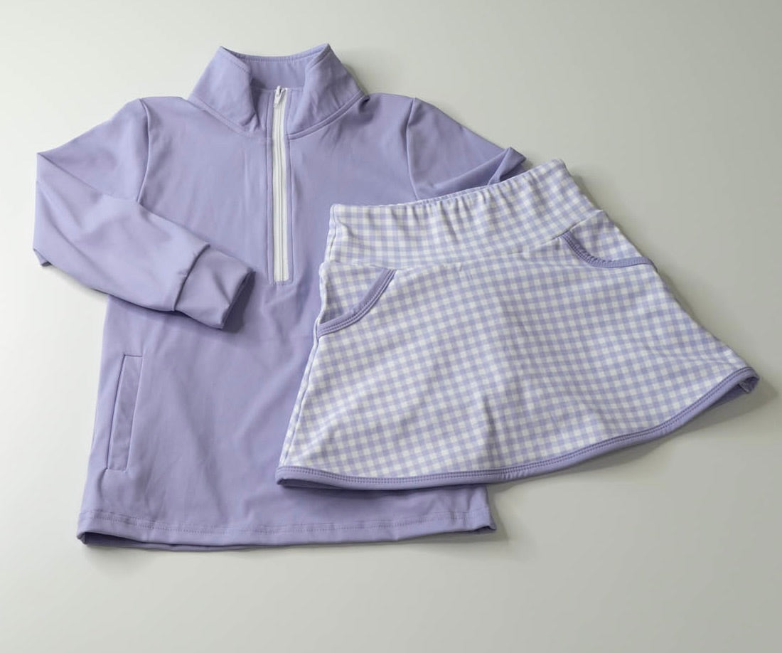 LAVENDER GINGHAM SKORT SET
