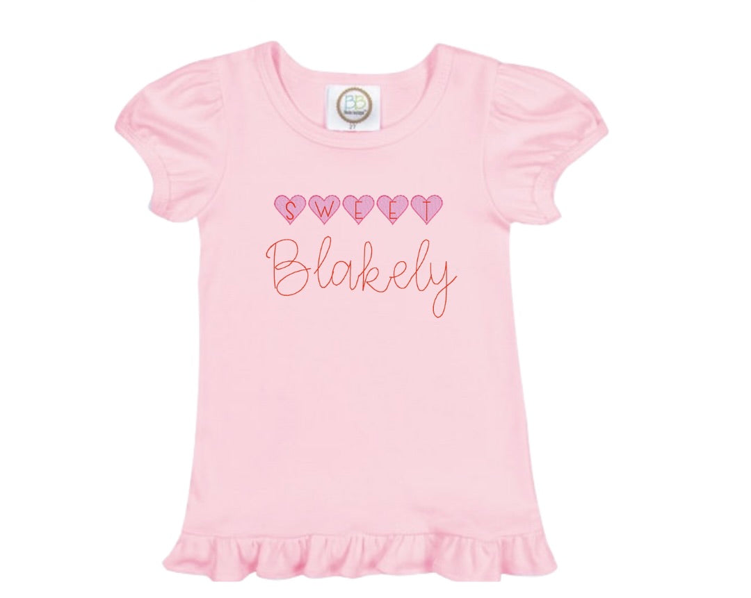 Girl's Puff Sleeve T-Shirt with ruffle hem