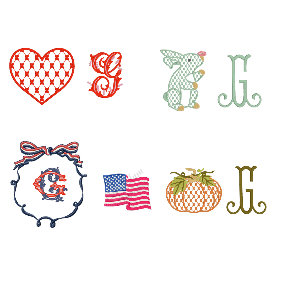 Holiday Wreath Sash Bundle -- Set of Seven