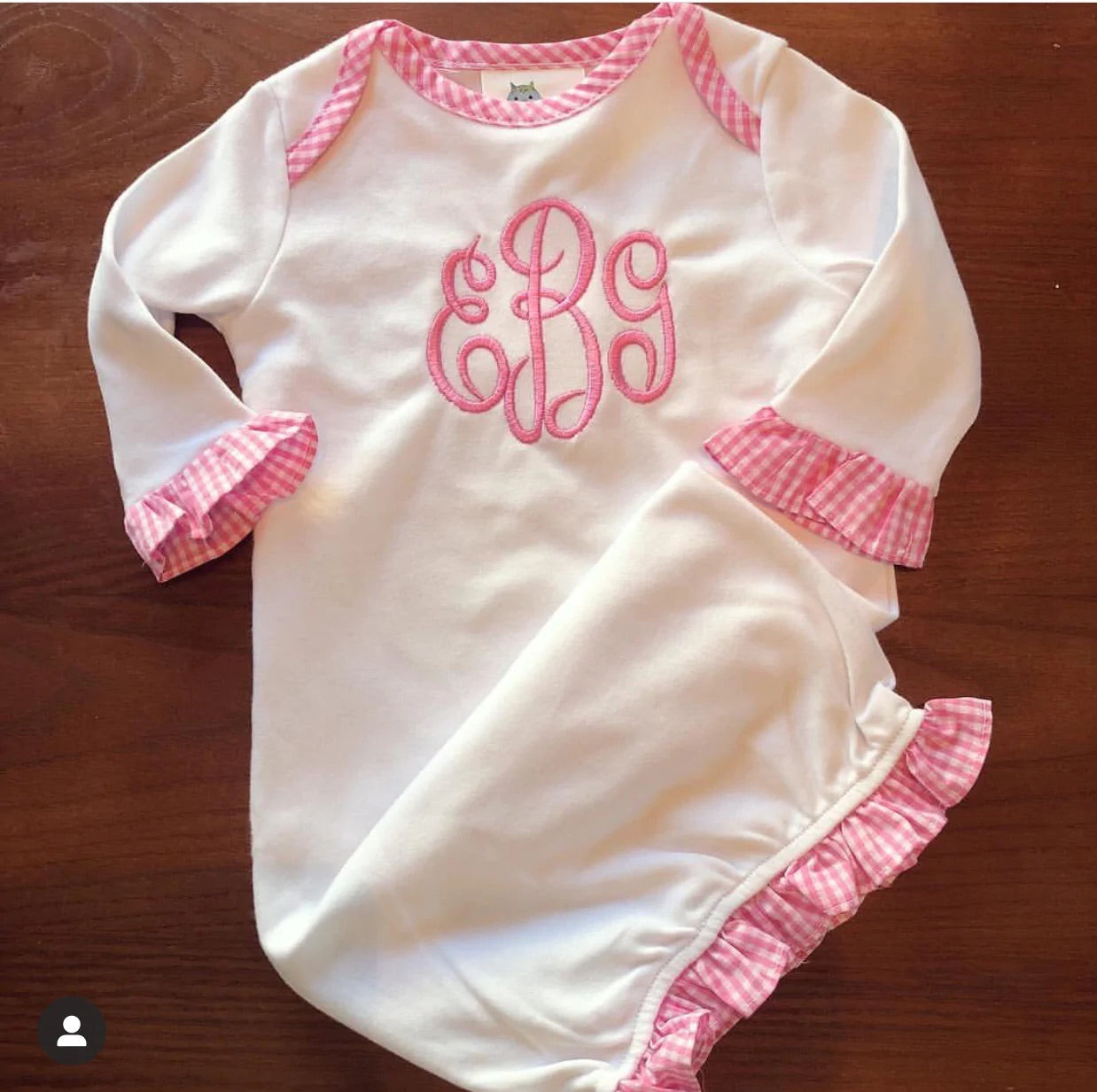 Gingham Trimmed Baby Gown
