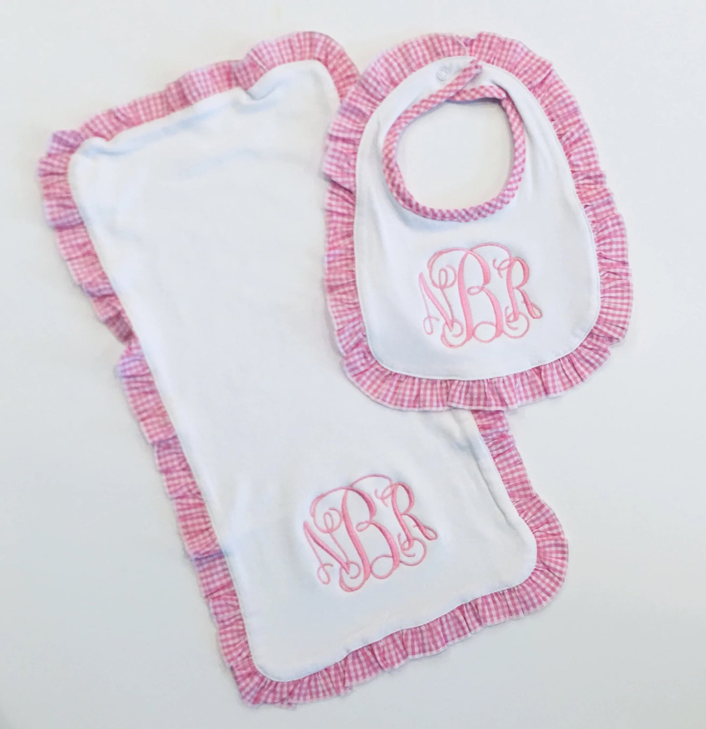 Gingham Trimmed Bibs