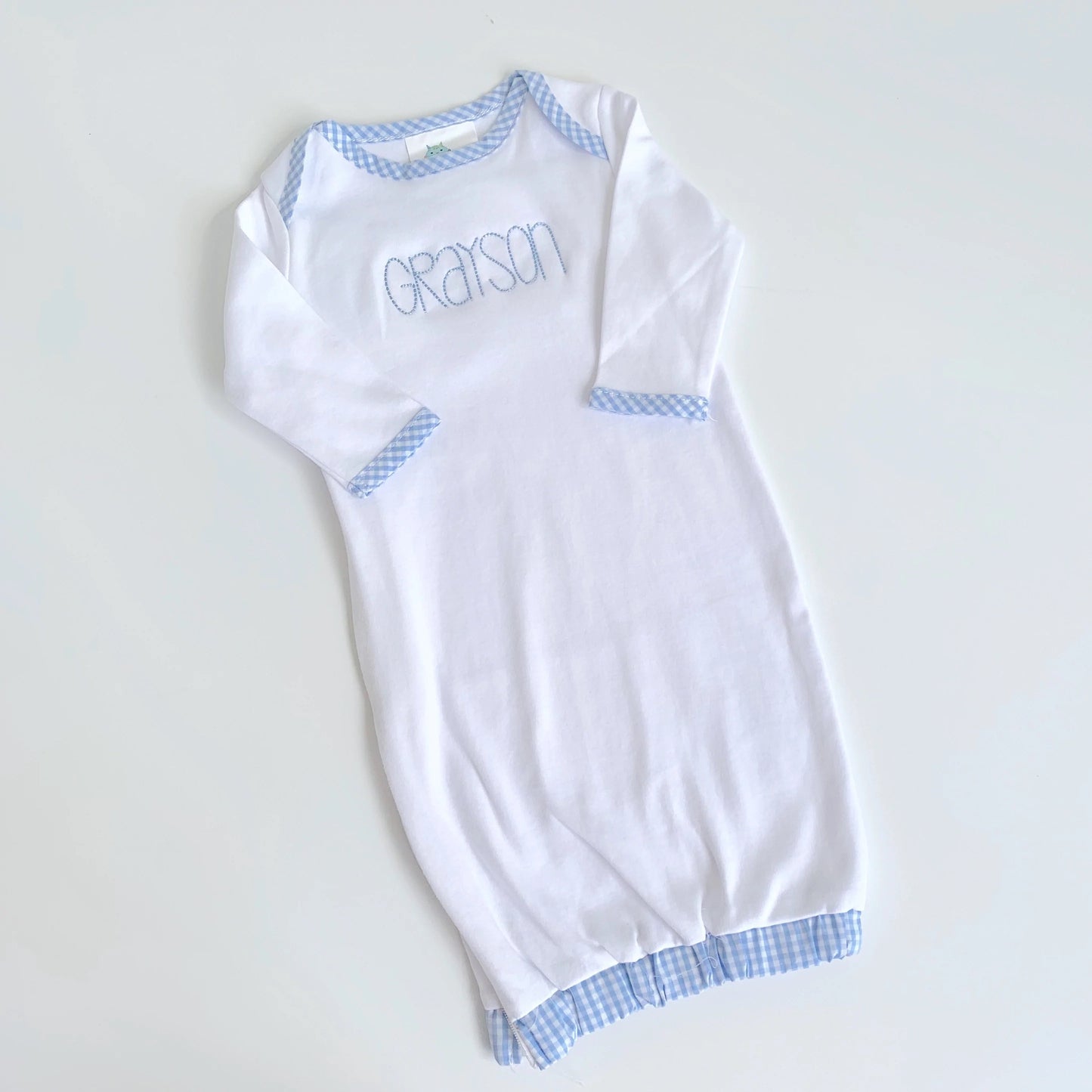 Gingham Trimmed Baby Gown