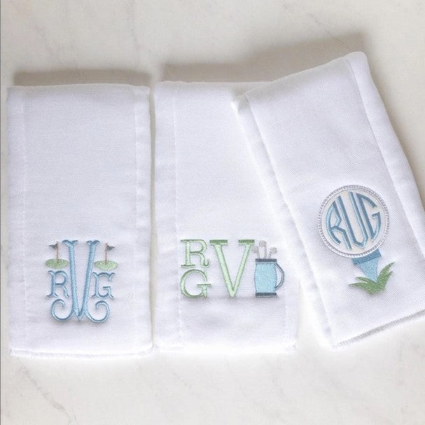 Monogrammed Burp Cloths, Set of 3
