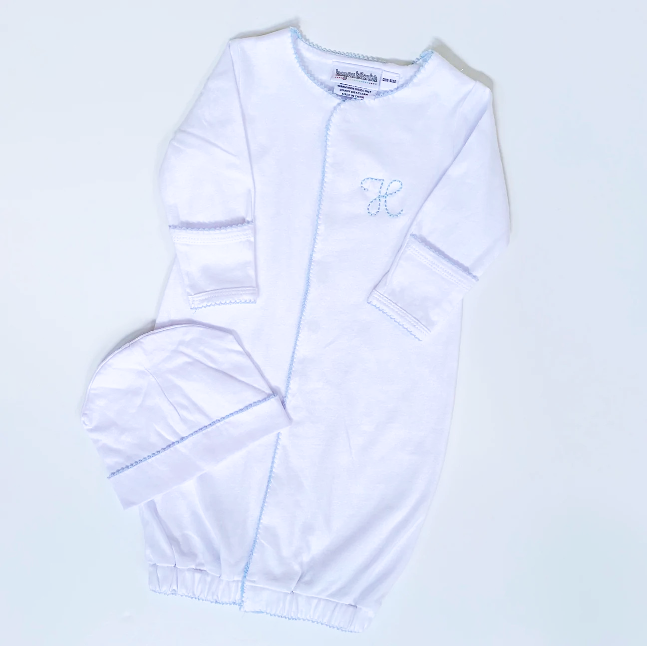 Picot Trim Gown with Hidden Snaps