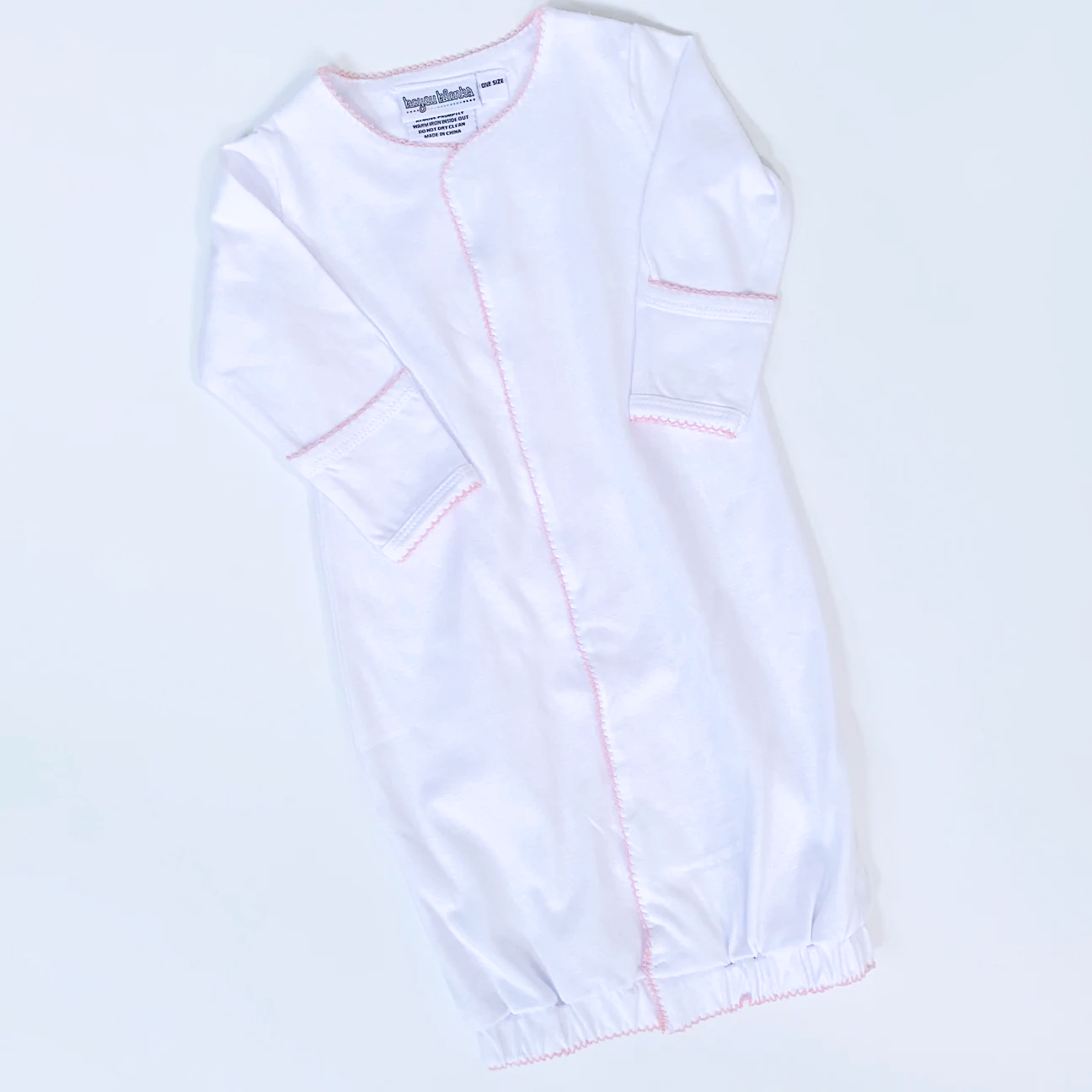 Picot Trim Gown with Hidden Snaps