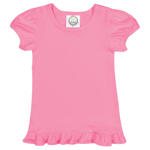 Girl's Puff Sleeve T-Shirt with ruffle hem