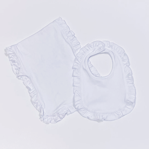 Ruffle Bib and Burp Cloth Set