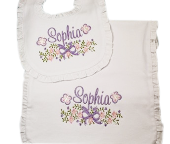 Ruffle Bib and Burp Cloth Set