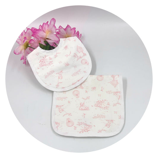 Toile Baby Burp Cloth and Bib Set