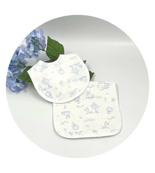 Toile Baby Burp Cloth and Bib Set