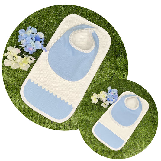 Cotton Pique Bib and Burp Cloth Set