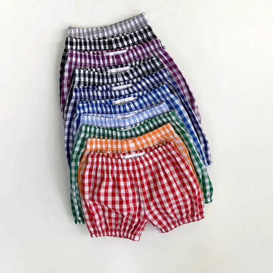 Gingham bubble shorts and diaper covers