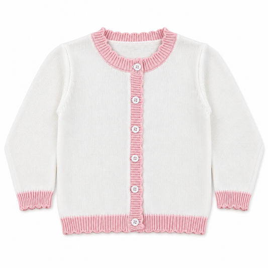 Organic Cotton Pink and Cream Cardigan