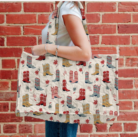 Monogrammed Quilted Tote Bag