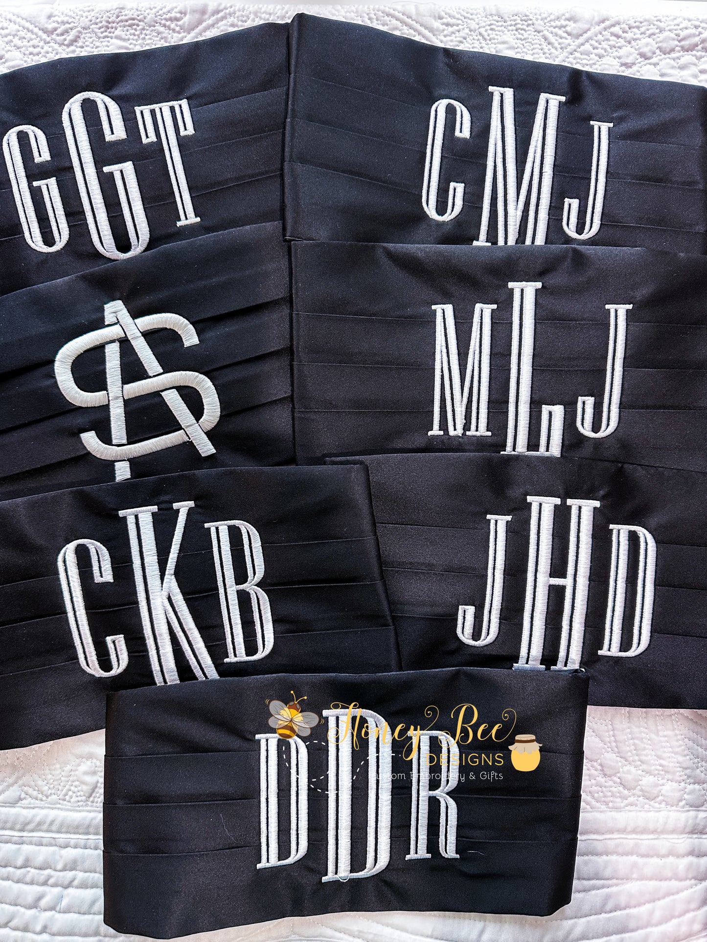 Monogrammed Self-Tie Cummerbund Sets