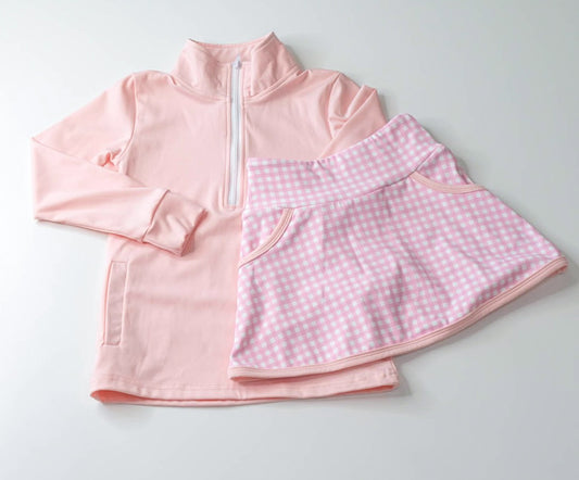 PINK GINGHAM SKORT SET