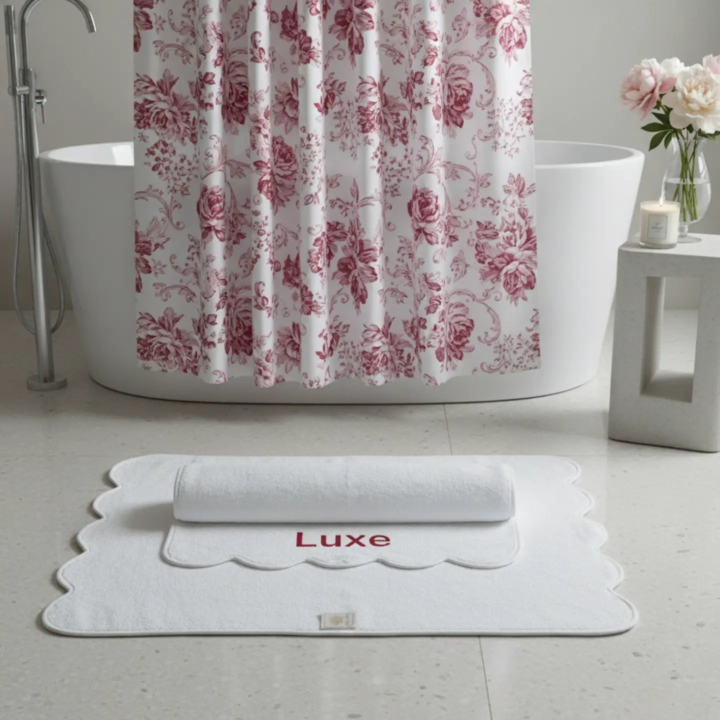Monogrammed Scalloped Bath Mat