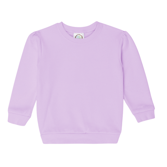 Girl Puff Sleeve Monogrammed Sweatshirt