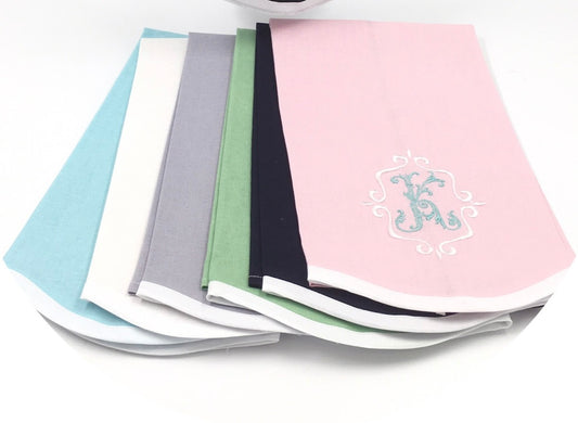 Linen Blend Scalloped Hem Guest Hand Towels