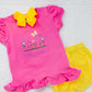 Girl's Puff Sleeve T-Shirt with ruffle hem