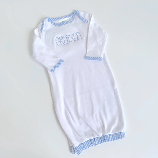 Gingham Trimmed Baby Gown