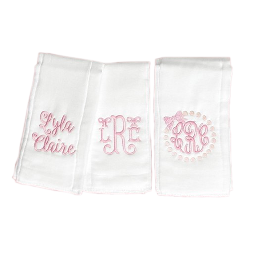 Monogrammed Burp Cloths, Set of 3